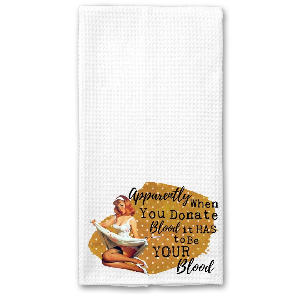 Retro Pinup Girl Funny Waffle Weave Kitchen Towel White Microfiber Dish Cloth